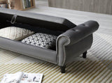 Aijia 63" Velvet Multifunctional Storage Rectangular Sofa Stool Buttons Tufted Nailhead Trimmed W111749317