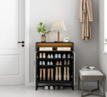 ZUN 5-Tier Shoe Storage Cabinet, Wooden Shoe Cabinet with Doors Modern Shoe Organizer with Open Shelves W1321P151573