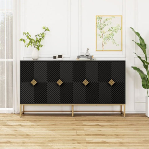 ZUN Carved 4 Door Sideboard ,Sideboard Buffet Cabinet With Storage ,Modern Coffee Bar Cabinet With W2232P164994