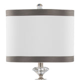 Diamond Torch 25.75" Crystal Contemporary Table Lamp in Clear K9 Crystal, Off-White Linen Shade with B202P224009