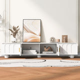 ZUN U-Can Modern TV Stand for TVs up to 80 Inches, Entertainment Center with Glass Door, 2 Drawers and WF323694AAK