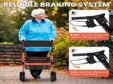 Foldable Rollator Walkers with Seat for Seniors, 450 lb Capacity, 8" Wheels, 18" Big Seat, W3952P384274
