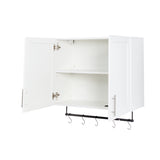 Bathroom Wall Cabinet with Adjustable Shelf, Towel Bar, 5 Hooks, Over The Toilet Storage Cabinet for W331P281277