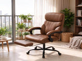 Heated Massage Office Chair, Reclining PU Leather Computer Chair with Footrest, Height Adjustable 79748595