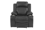 Power Motion Recliner Chair 1pc Chair Contemporary Charcoal Color Gel Leatherette Storage Arms w Cup B011P162630