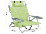 1 PCS Aluminum Beach Chair, 8.5 Inch Seat Height Yellow Tribal Pattern, Adjustable Folding Chair 24798365