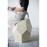 18x18x21" Hexagonal Capes Capiz Stool, Cream/Yellow W2078P326492