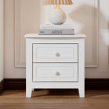 2-Drawer Nightstand for Bedroom, Mid Century Retro Bedside Table with Classic Design,White WF308187AAK
