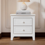 ZUN 2-Drawer Nightstand for Bedroom, Mid Century Retro Bedside Table with Classic Design,White WF308187AAK