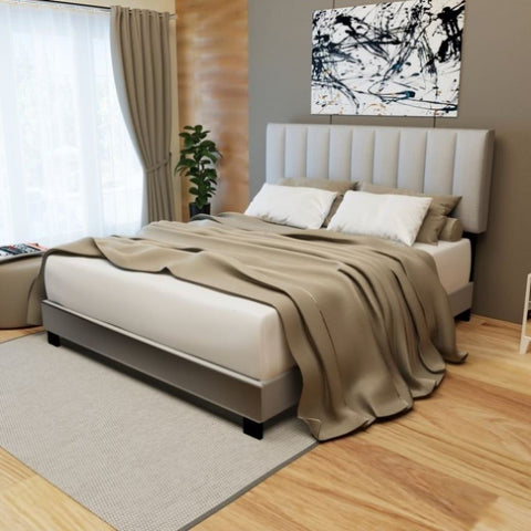 ZUN GRAY QUEEN SIZE ADJUSTABLE UPHOLSTERED BED FRAME, VINTAGE STYLE AND CLEAN LINE DESIGN, POPULAR STYLE W1867P143810