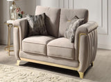 Leena Contemporary Style Upholstery Loveseat Made with Wood in Gold accent & Beige B009P264618