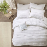 5 Piece Microfiber Ruffled Comforter Set White King B03596866
