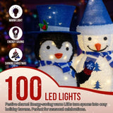 Set of 2 Lighted Plush Penguin and Snowman Christmas Decorations, Pre-lit Pull Up Holiday Decor with 71294454