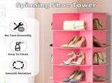 7-tier, 360&deg rotating wood-plastic composite shoe rack, 60*60*184cm, pink 24690720
