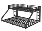 Metal Twin XL over Queen Bunk Bed for Teens and Adults,Noise Reduced/No Box Spring Needed, Black W1580P243343
