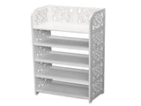 Wood-plastic Board Five Tiers Carved Shoe Rack White A 52666556