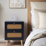 ZUN 2-drawer Nightstand for Bedroom and Living Room, End Table, Side Table with 2 Hand Made W2282P220561