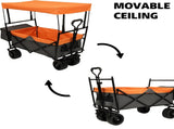 480Lbs Collapsible Wagon with Canopy,Wagon Stroller with 7" All-Terrain Wheels, Lightweight Foldable 01562892