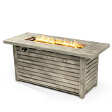54inch Outdoor Fire Table Steel Fire Pit Table with Wood Grain Surface W853P166783