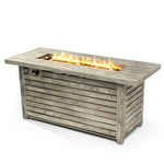 ZUN 54inch Outdoor Fire Table Steel Fire Pit Table with Wood Grain Surface W853P166783