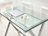 Glass Computer Desk, Transparent Tempered Glass Laptop Table with Rounded Edges Desks, Sofa Table W1718P303836