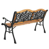 ZUN 49" Garden Bench Outdoor Patio Park Chair Furniture Hardwood Slats Cast Iron Frame 40097071