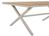 Teak Wood Top with Beige Steel Frame Outdoor Dining Table, 55.12" Rectangular Patio Table with N770P385226B