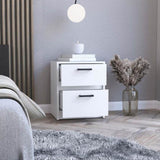 Nightstand Chequered, Two Drawes, White Finish B092123118
