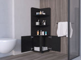 Sunriver Corner Shelf with Cabinet, 3-Tier Shelf, Metal Handles B128P203049