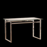 51" Modern Minimalist Rectangular Glass Dining Table for 4-6 with 0.31" Tempered Glass Tabletop and 53938624