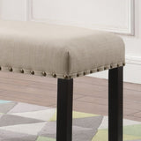 ZUN Biony Fabric Dining Bench with Nailhead Trim, Tan T2574P164612