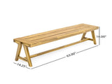 Outdoor Dining Benches , Contemporary Acacia Wood Patio Bench with Teak Finish N770P358871T
