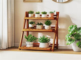 Acacia Wood 3-Tier Ladder Plant Stand, Foldable Indoor Outdoor Display Rack 15875335