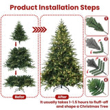 Artificial 4ft Green Christmas Tree with 856 PE/PVC Mixed Branch Tips, 150L warm white led, Steel 03826346