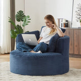 Compressible Corduroy Round Chair with Cushioned Backrest - Modern Comfort Seating for Living W2339P323617
