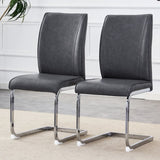 Luxury Simple Arch Chair - Set of 2 Dark Gray PU Material High Resilience Dining Chair with Arched W1512P356252