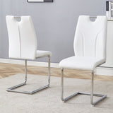 White PU Dining Chair Set.Uniquely designed white dining chairs. PU material, paired with silver W2920P225018