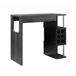 ZUN Home Bar Table with Wine Glass Compartment and Three Shelves in Distressed Grey & Black B107130874