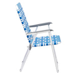 ZUN 2pcs Steel Tube PP Webbing Bearing 120kg Folding Beach Chair Blue& White Strip 18794766