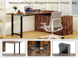 Reversible L-Shaped Desk with Built-in Charging Station, Home Office Desk with Drawers & File 04161384