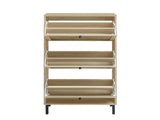 Rattan 3 Door Shoe Rack, Freestanding Modern Shoe Storage Cabinet, for Entryway 93242944