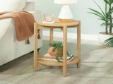 Round Modern Dowel End Table, Natural Teak Finish 81797613