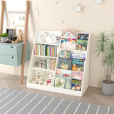 Kids Bookshelf and Toy Storage Organizer, Multifunctional 4 Tier Wooden Kids Book Shelf with W808P200979