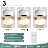 ZUN 60 Inch Ceiling Fan With Dimmable Led Light 3 Solid Wood Blades Remote Control Reversible DC Motor W882P147256