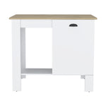 ZUN Atenea Kitchen Island, Single Door Cabinet, Shelf White / Macadamia B070P214570