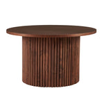 ZUN Walnut Wood Veneer Tabletop 27.56 Inch Round Coffee Table, Farmhouse Circle Coffee Table MDF W1164P225857