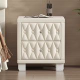 Elegant Velvet Nightstand with 2 Drawers and Crystal Handle, Storage Bedside Table with N733P210398A