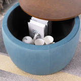 Round Ottoman Set with Storage, 2 in 1 combination, Round Coffee Table, Square Foot Rest W142065118