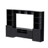 ZUN 4-Piece Entertainment Wall Unit with 13 shelves,8 Drawers and 2 Cabinets, Multifunctional TV Stand 08594491