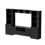 ZUN 4-Piece Entertainment Wall Unit with 13 shelves,8 Drawers and 2 Cabinets, Multifunctional TV Stand 52776988